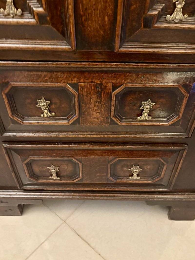 Superb Quality Antique 17th Century Jacobean Oak Geometric Chest of Drawers